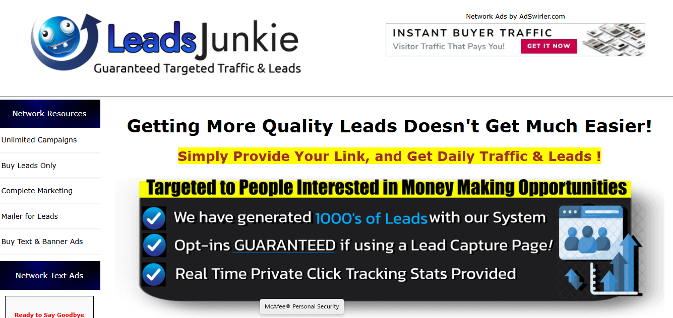 (image for) Leadsjunkie.com on sale $199